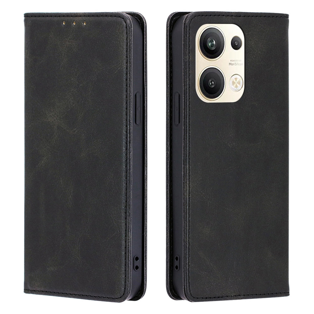 For Oppo Reno9 Pro 5G Calf Texture PU Leather Wallet Stand Cover Magnetic Auto-absorbed Folio Flip Phone Case For Oppo Reno9 Pro 5G Calf Texture PU Leather Wallet Stand Cover Magnetic Auto-absorbed Folio Flip Phone Case